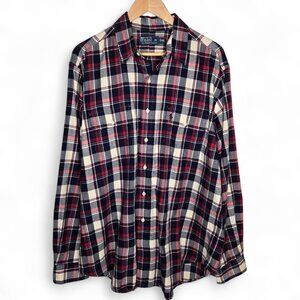 Polo Ralph Lauren Soft Flannel Plaid Shirt Men's Buttoned Flap Pocket Work XL